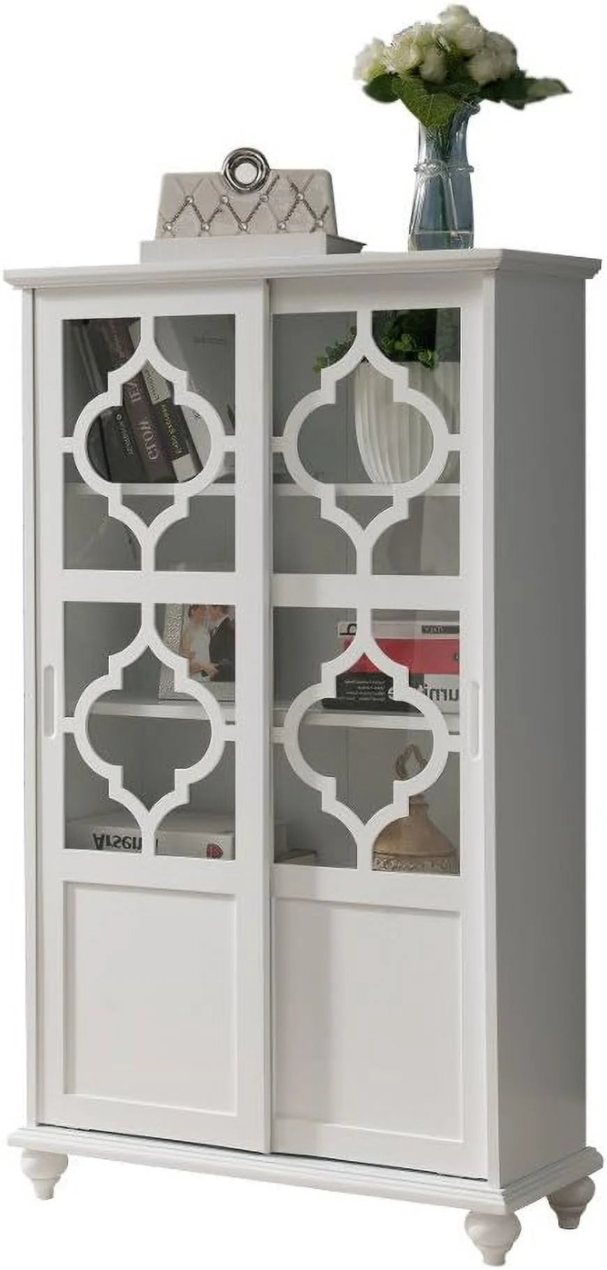 White Wood China Display Cabinet J802292