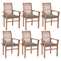 6 Pcs Teak Wood Dining Chairs with Gray Cushions E307817