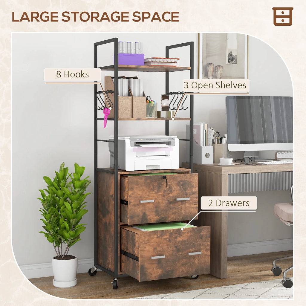 2 Drawer Mobile File Cabinet with Lock & Hanging Bar T573