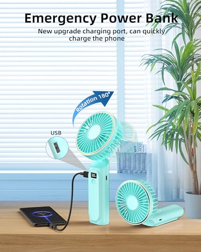 Portable Handheld Fan, 4000mAh, 180° Adjustable, 6 Speed, Foldable K42816