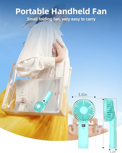 Portable Handheld Fan, 4000mAh, 180° Adjustable, 6 Speed, Foldable K42816
