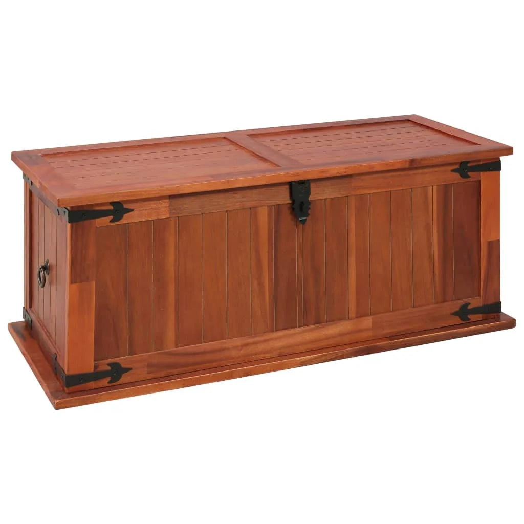 Brown Solid Acacia Wood Storage Chest with Handles C6305