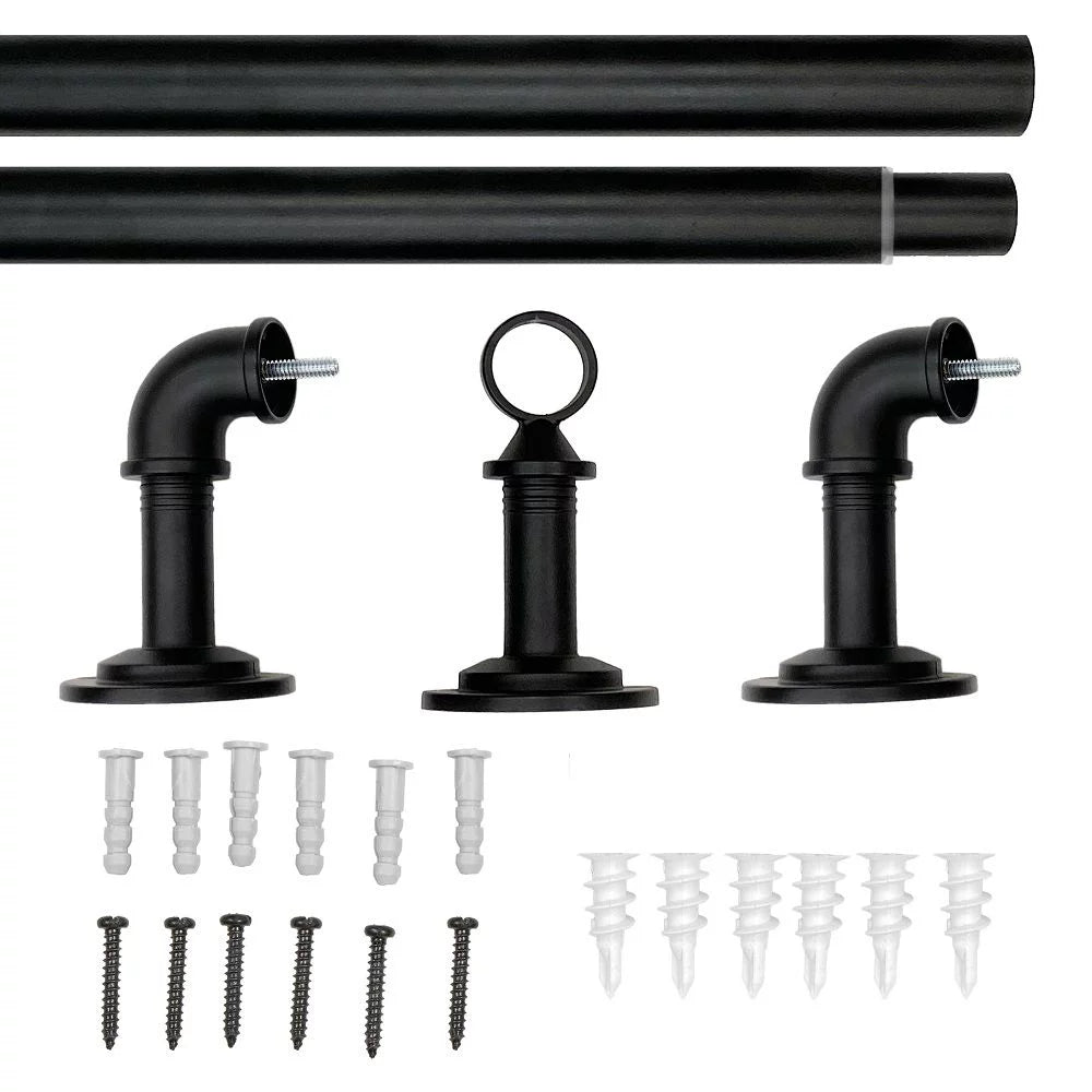 1" Matte Black Curtain Rod U349836