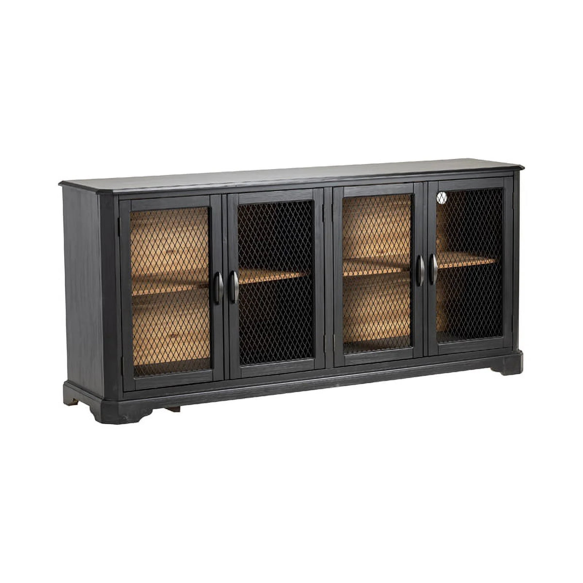 Black Wood 4 Door Sideboard B8395