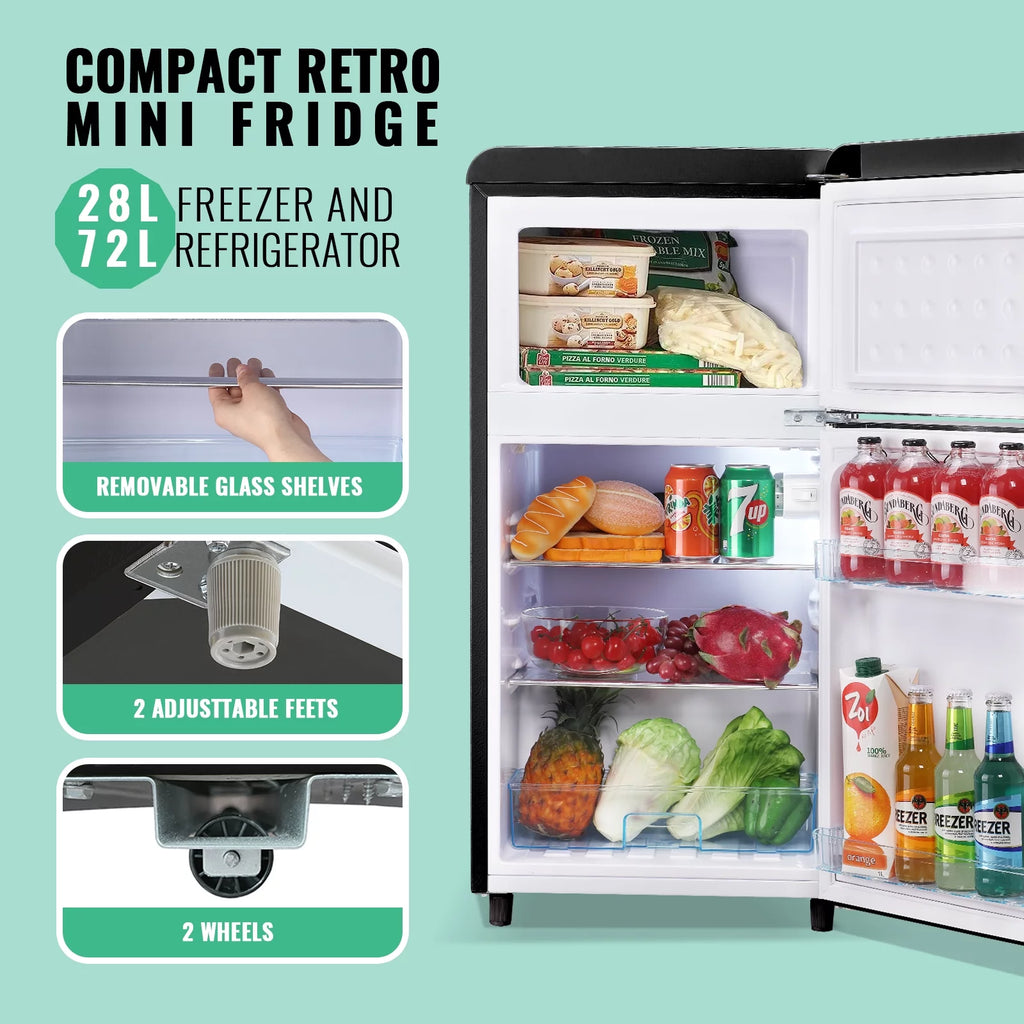 Mini Refrigerator Dual Door Fridge with Handle A4020
