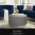 Leather or Velvet Cocktail Ottoman with Chrome or Gold Trim Base Y627
