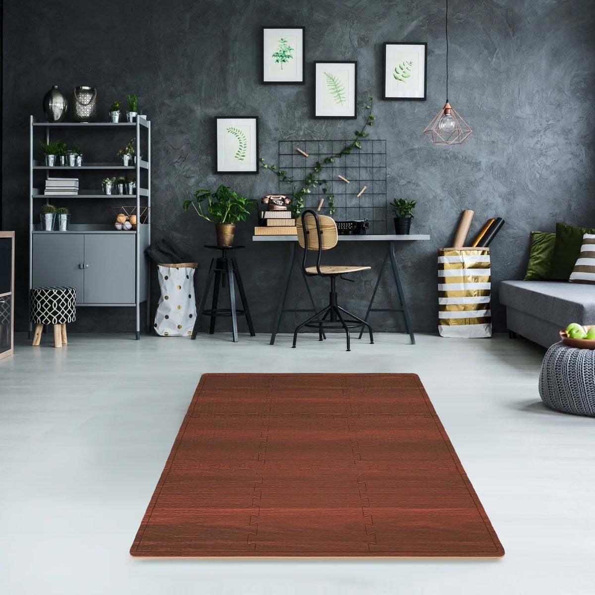 Wood Grain Interlocking Foam Floor Mats 12 x 12 Tiles I219626