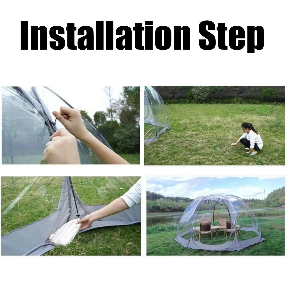 12 x 12 x 7 ft Clear Pop-Up Bubble Tent 6-10 Person with Storage Bag K14211