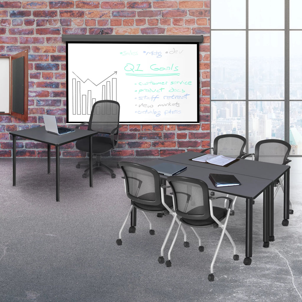 30" Square Folding Breakroom Table Grey Black C100