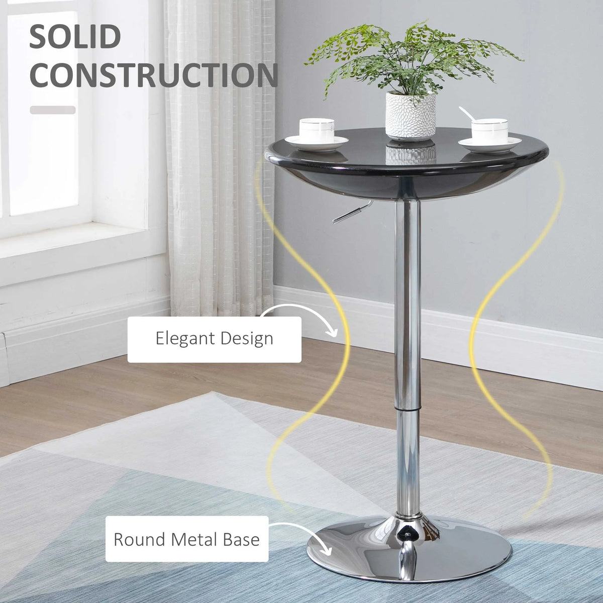 Round Adjustable Bar Table with Metal Base T1589