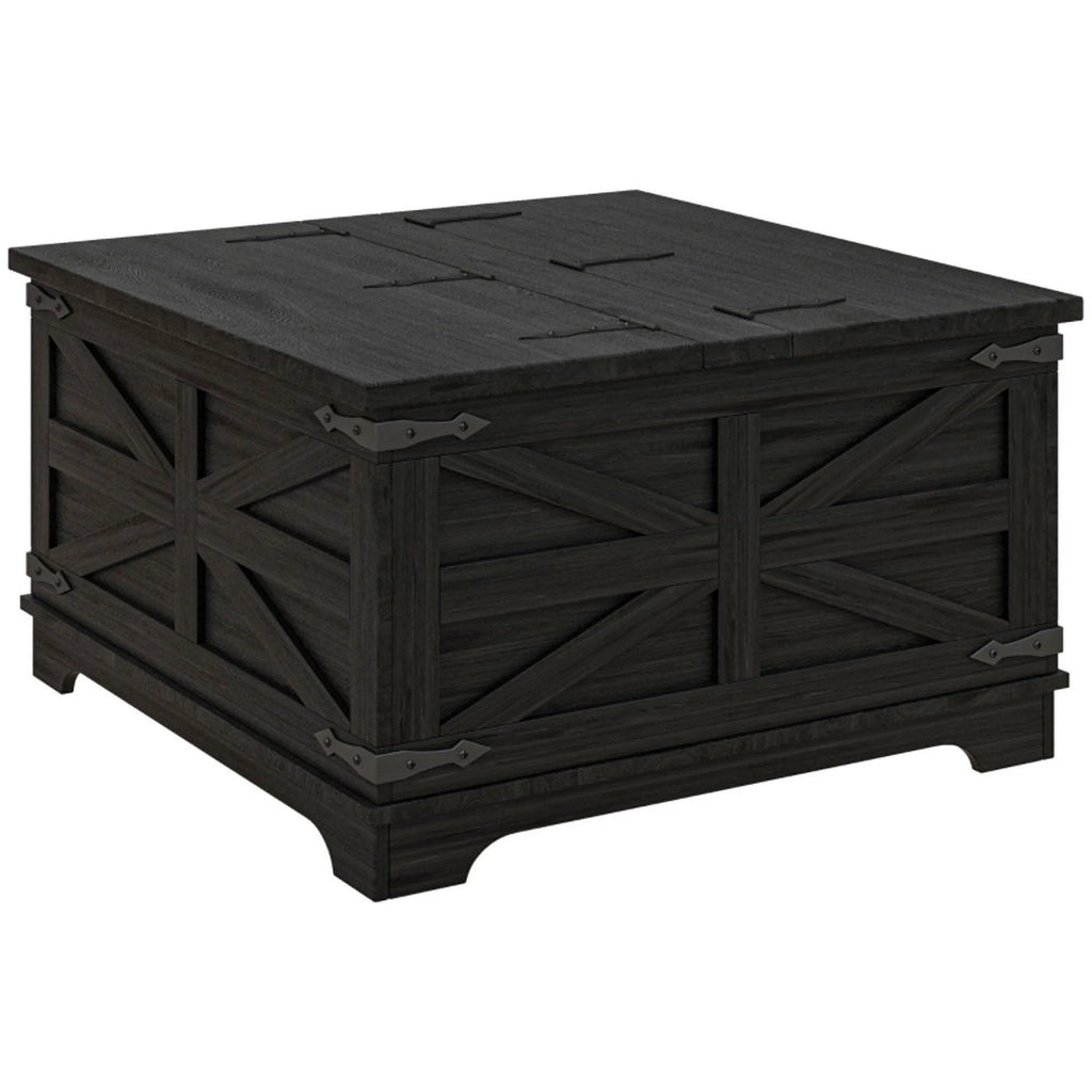 Black Square Coffee Table with Flip Top Storage S346
