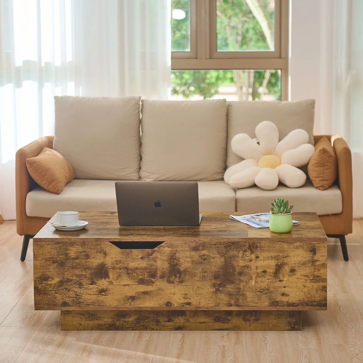 Lift Top Wooden Coffee Table with Storage Compartment M92826