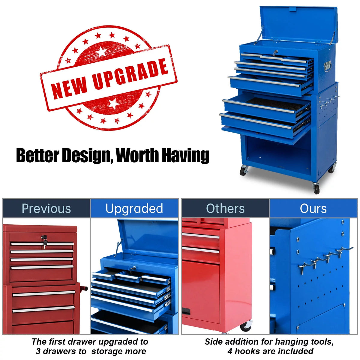 8 Drawer Black Tool Chest with Wheels Z30137