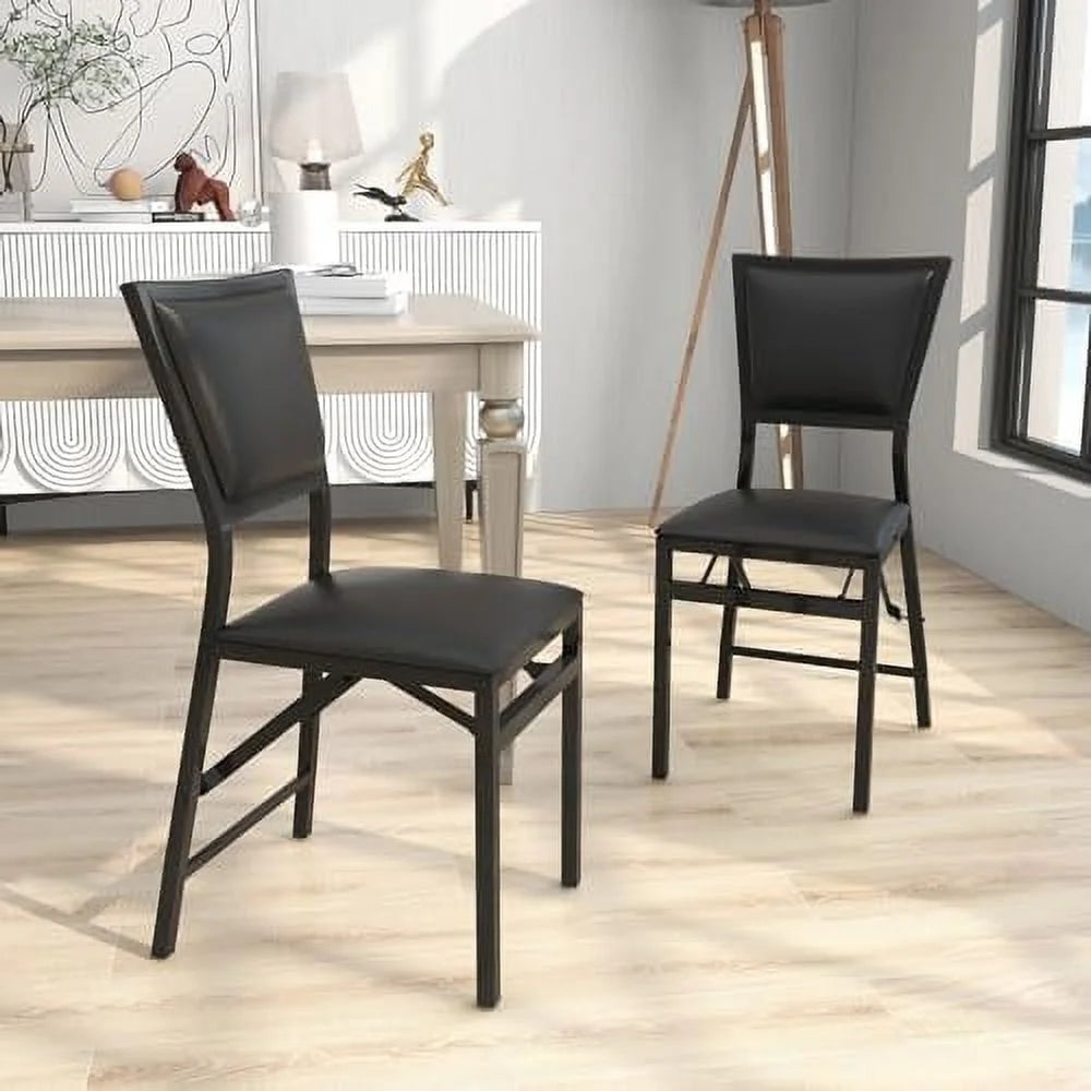 Folding Chairs Set of 4 Padded Metal Space Saving N735