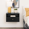 Black Floating Nightstand With Open Shelf P140165