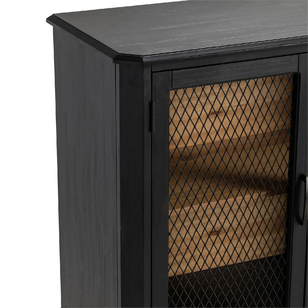 Black Wood 4 Door Sideboard B8395