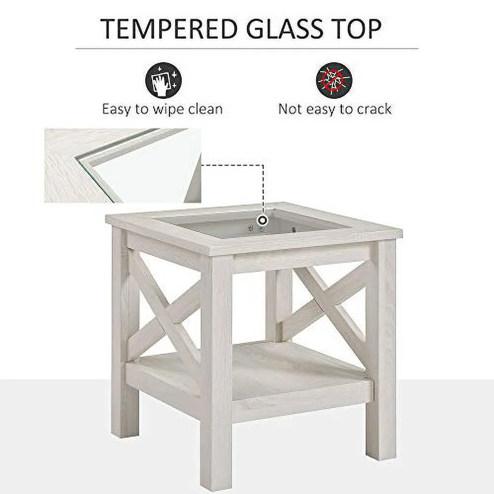 White Oak End Table with Storage Shelf W55128