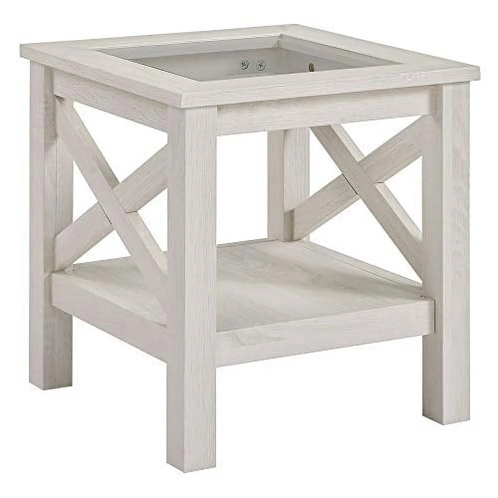 White Oak End Table with Storage Shelf W55128