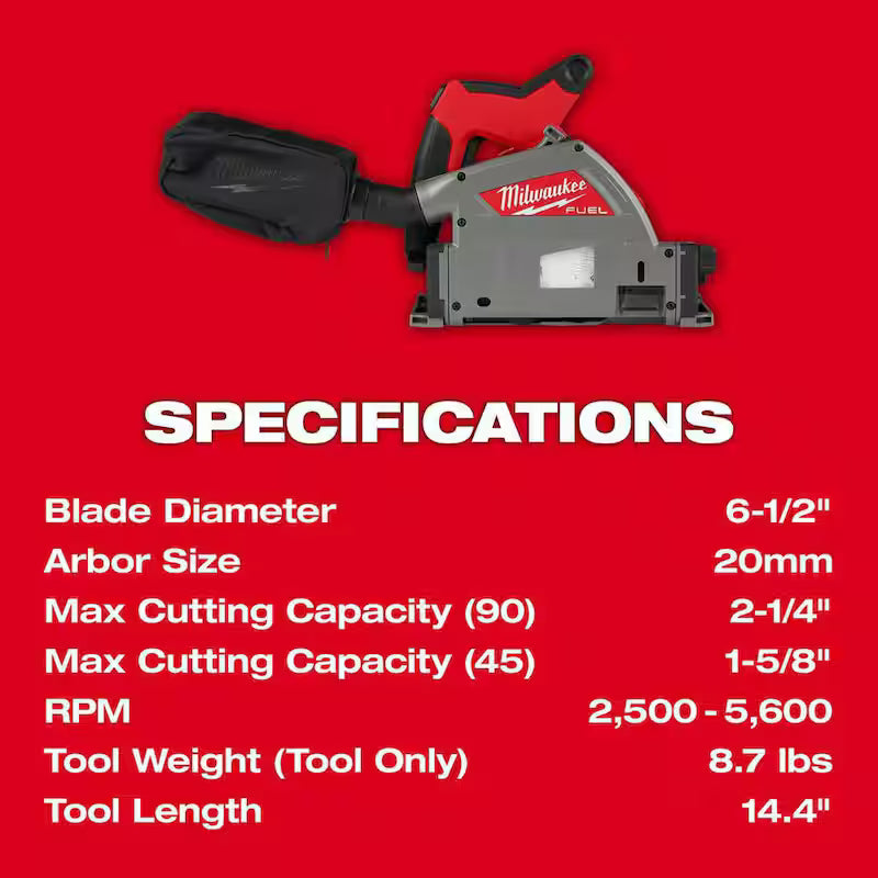 18V Cordless Brushless 6-1/2 in. Plunge Cut Track Saw with 55 in. Guide Rail U337408