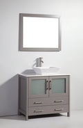 36 in. Single Sink Vanity Cabinet with Ceramic Vessel Sink & Mirror Grey A33616