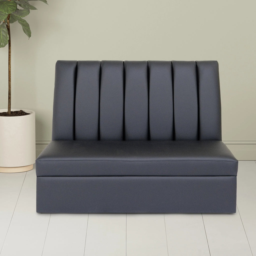 Black Faux Leather Armless Sofa W238608