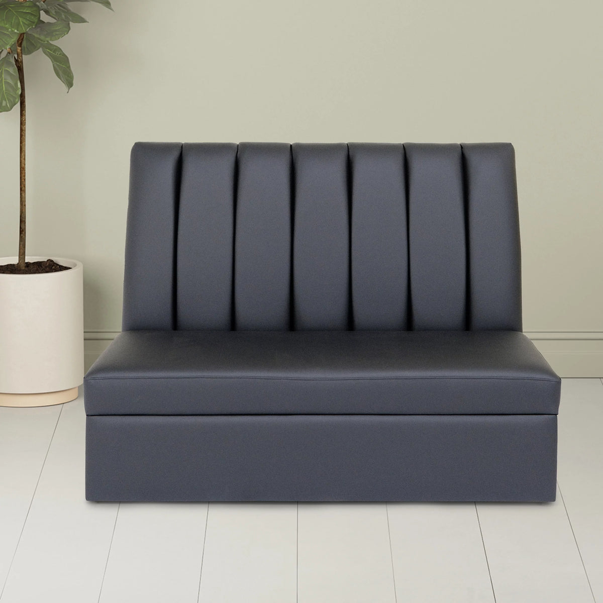 Black Faux Leather Armless Sofa W238608