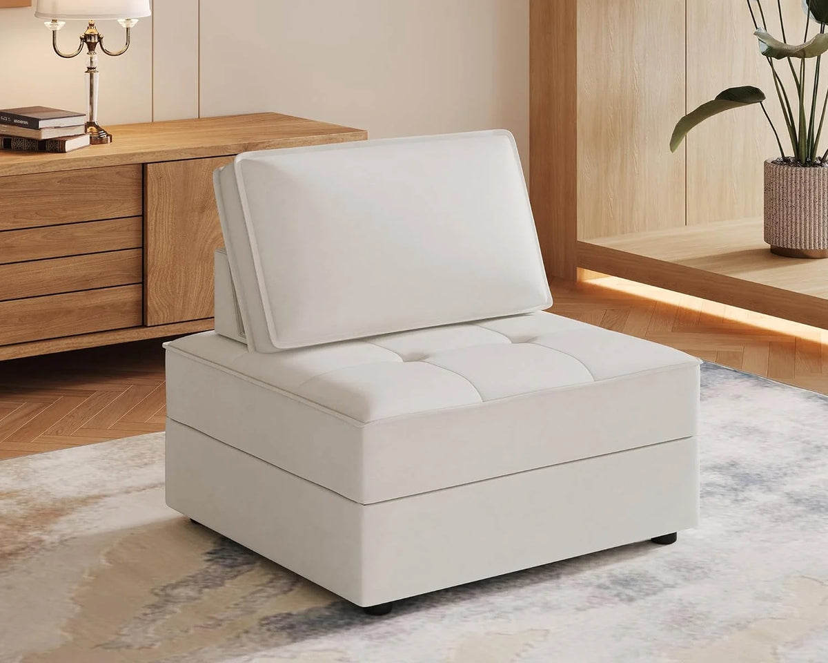 7 Seater Velvet Beige Sectional Sofa C794