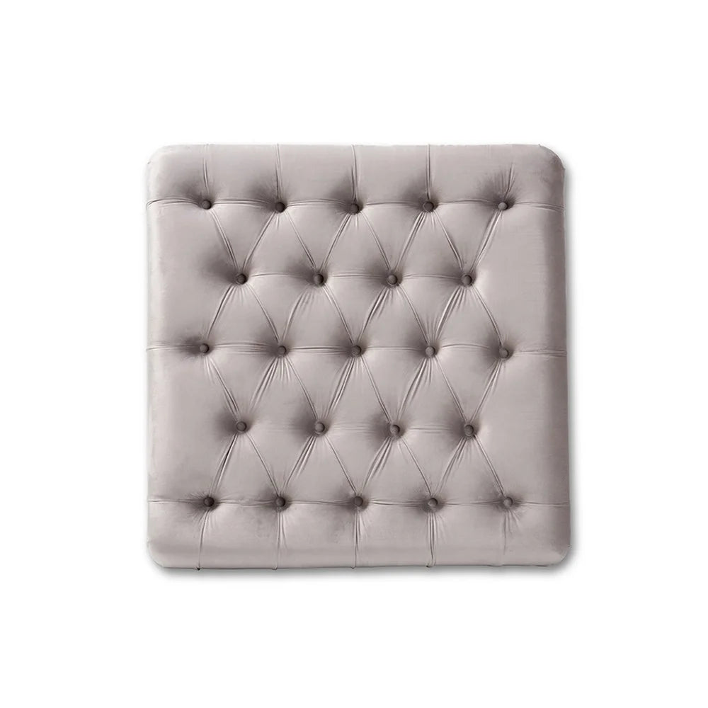 Grey Velvet Button Tufted Cocktail Ottoman Y80666