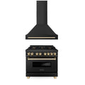 36 In. Dual Fuel Range and Range Hood in Black Stainless Steel G8279