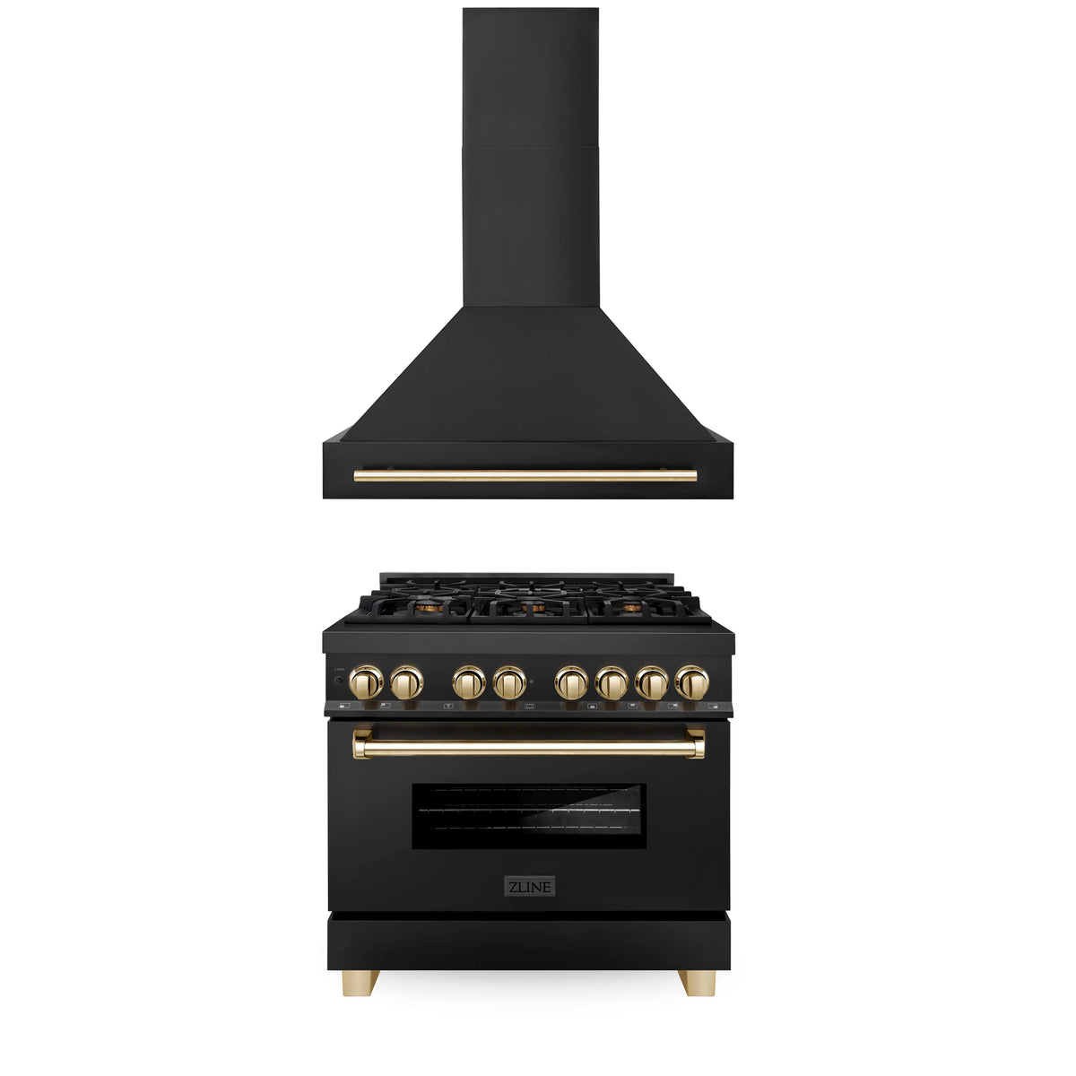 36 In. Dual Fuel Range and Range Hood in Black Stainless Steel G8279