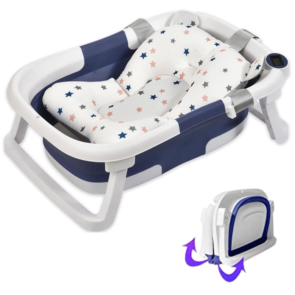 Collapsible Baby Bathtub with Thermometer, Cushion and Bath Net N506
