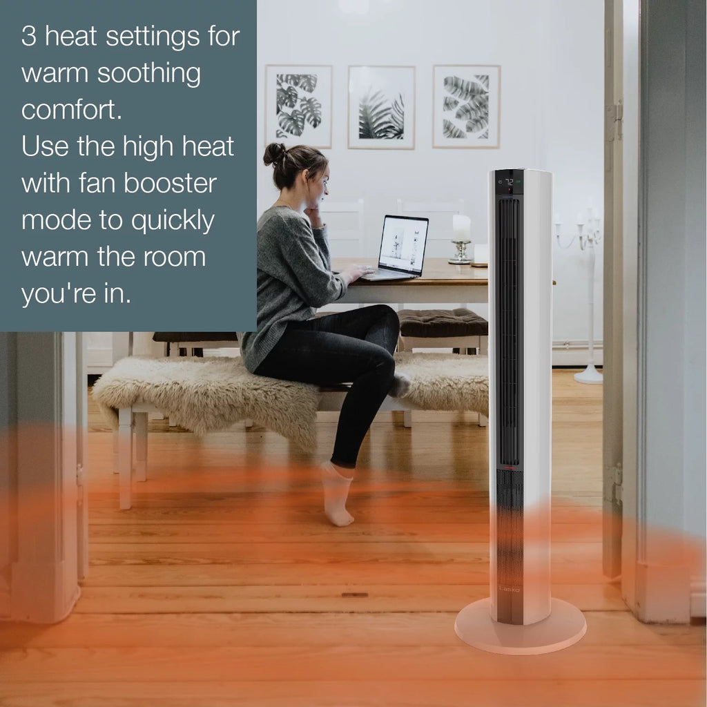 1500W Tower Fan & Space Heater with Timer and Remote, White I691440