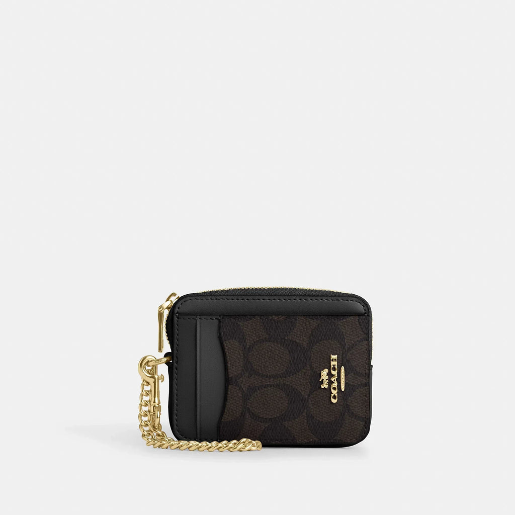 Coach Outlet Zip Card Case In Signature Canvas