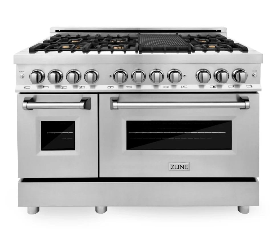 48 in. Gas Burner Electric Oven Range in Stainless Steel with Brass Burners F913