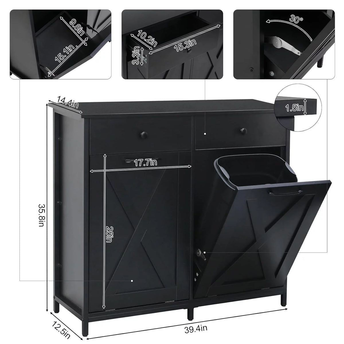 Double Tilt Out Trash Cabinet with Drawers F69144