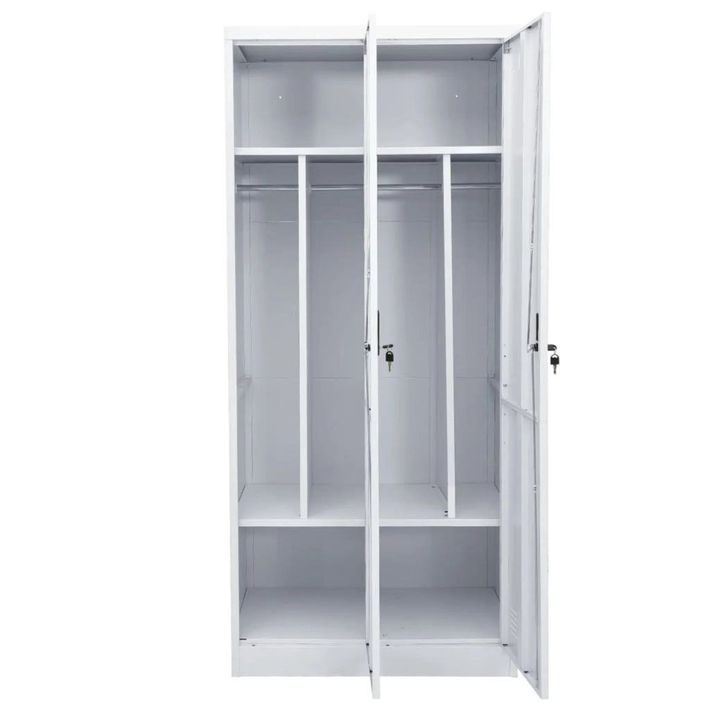 Light Gray Steel Wardrobe with 2 Storage Shelves U4699