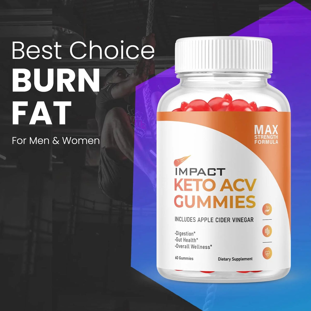 60 Gummies Keto ACV Dietary Supplement Y428