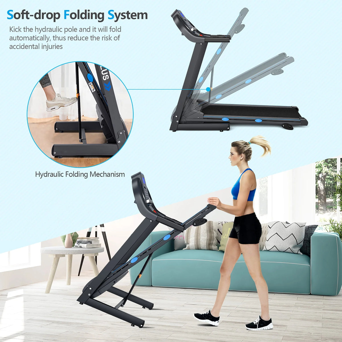 2.25HP Folding Electric Treadmill T709