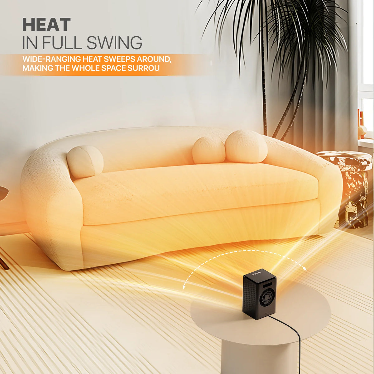 1500W PTC Electric Space Heater with Timer, Black V828