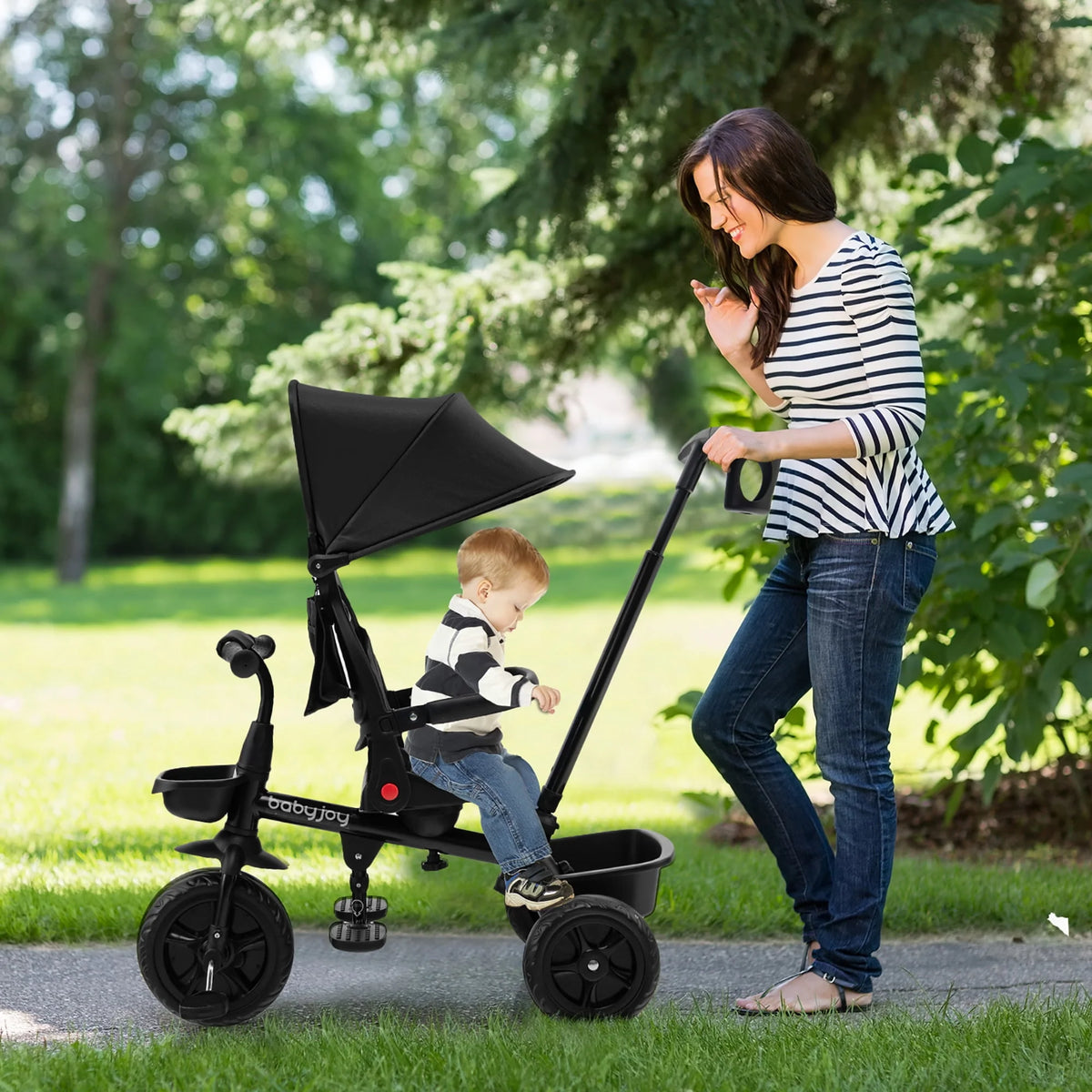 4-in-1 Toddler Tricycle with Adjustable Push Handle C466011