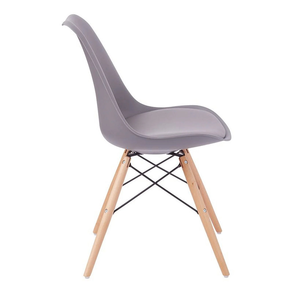 Grey Guest Chair with Natural Wood Base G334