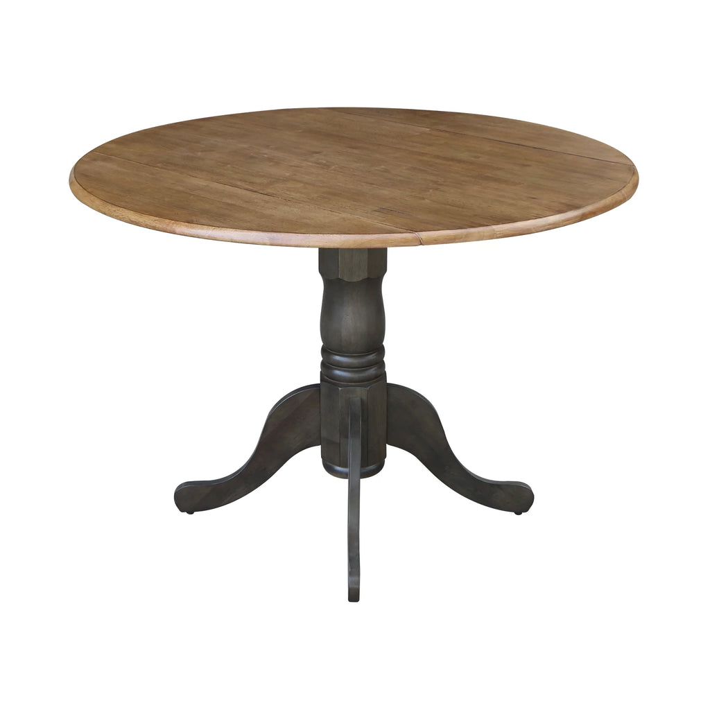 42" Round Solid Wood Dual Drop Leaf Pedestal Table S7761