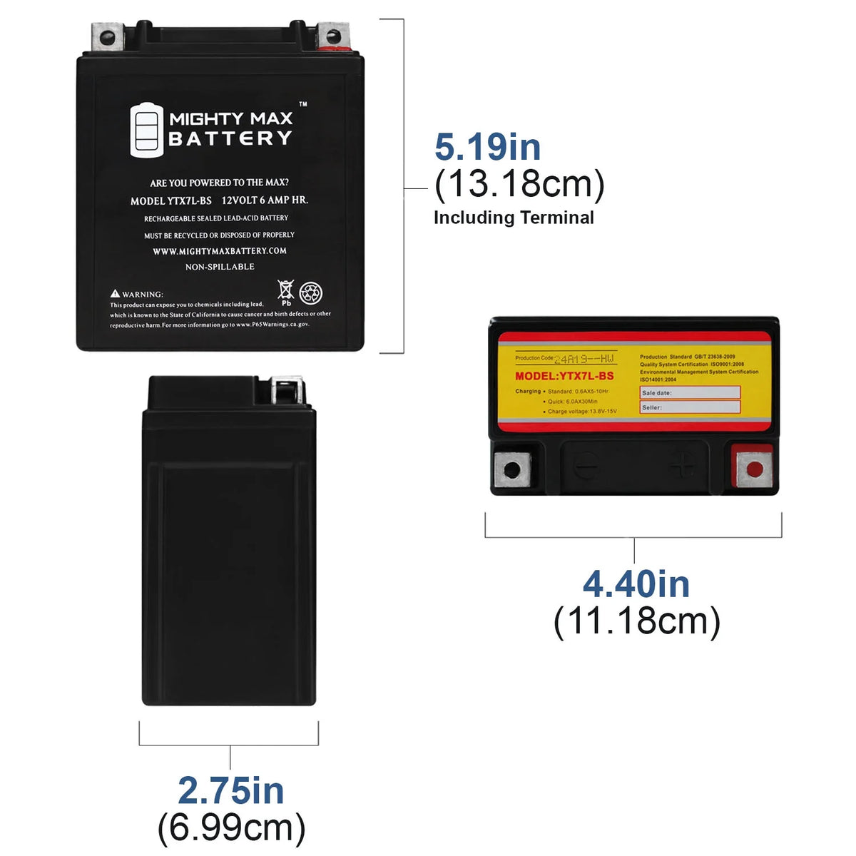 12 Volt 6 AH 100 CCA SLA AGM Motorcycle Battery U572