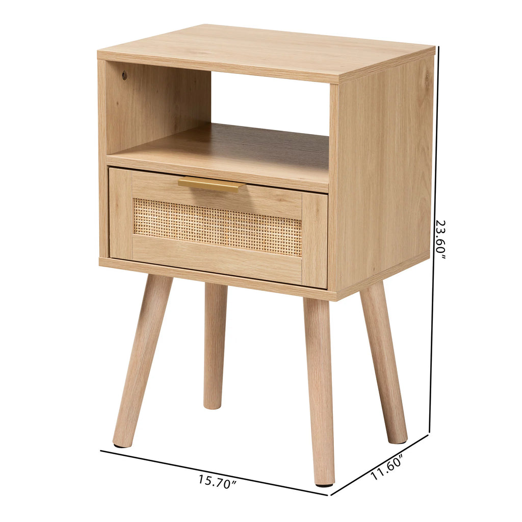 Light Brown Wood 1-Drawer End Table S99801