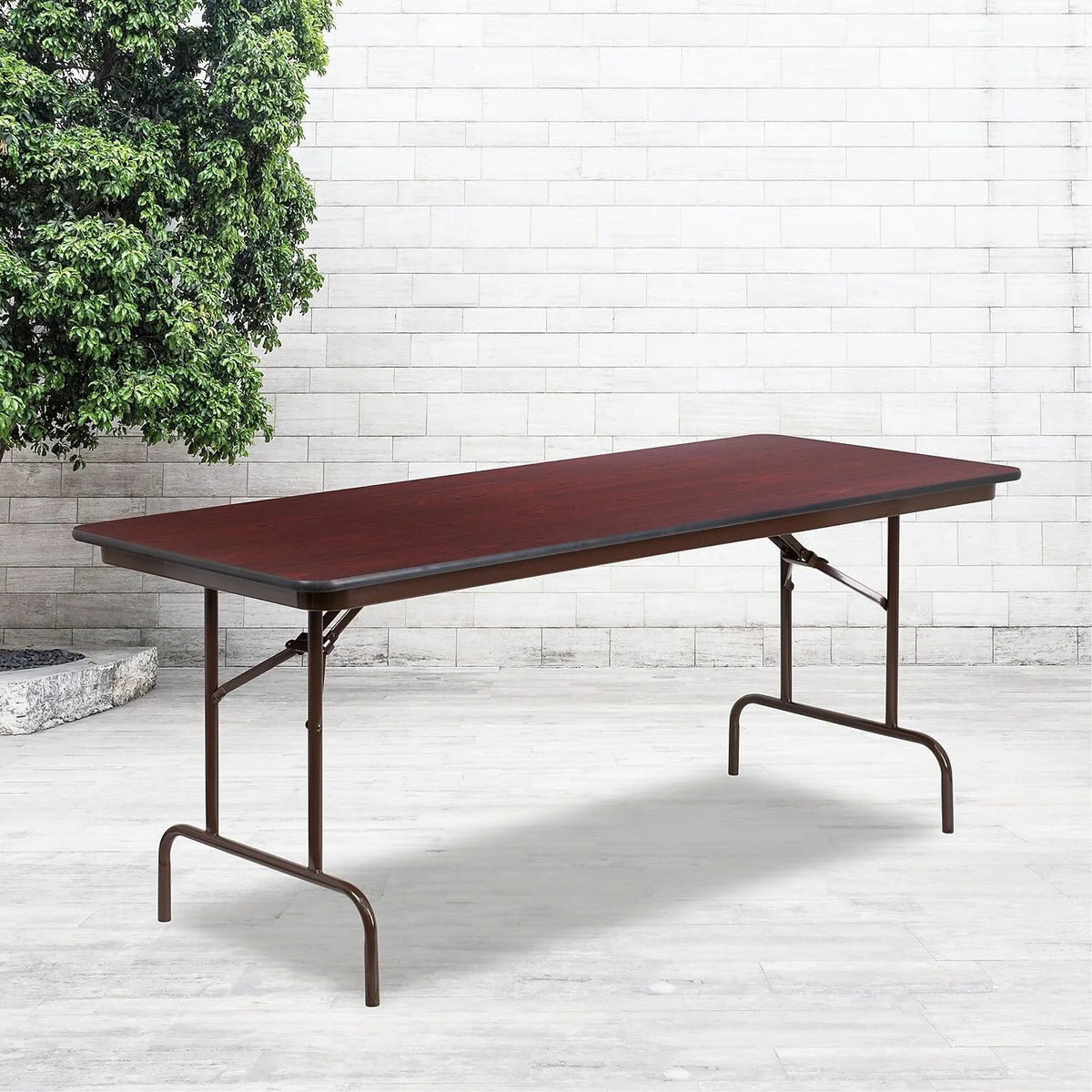Mahogany Melamine Laminate Folding Banquet Table C413787