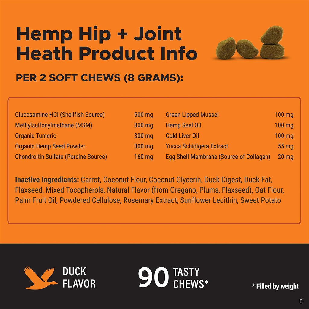 Hemp Hip + Joint Health Soft Duck Chews for Dogs T9420