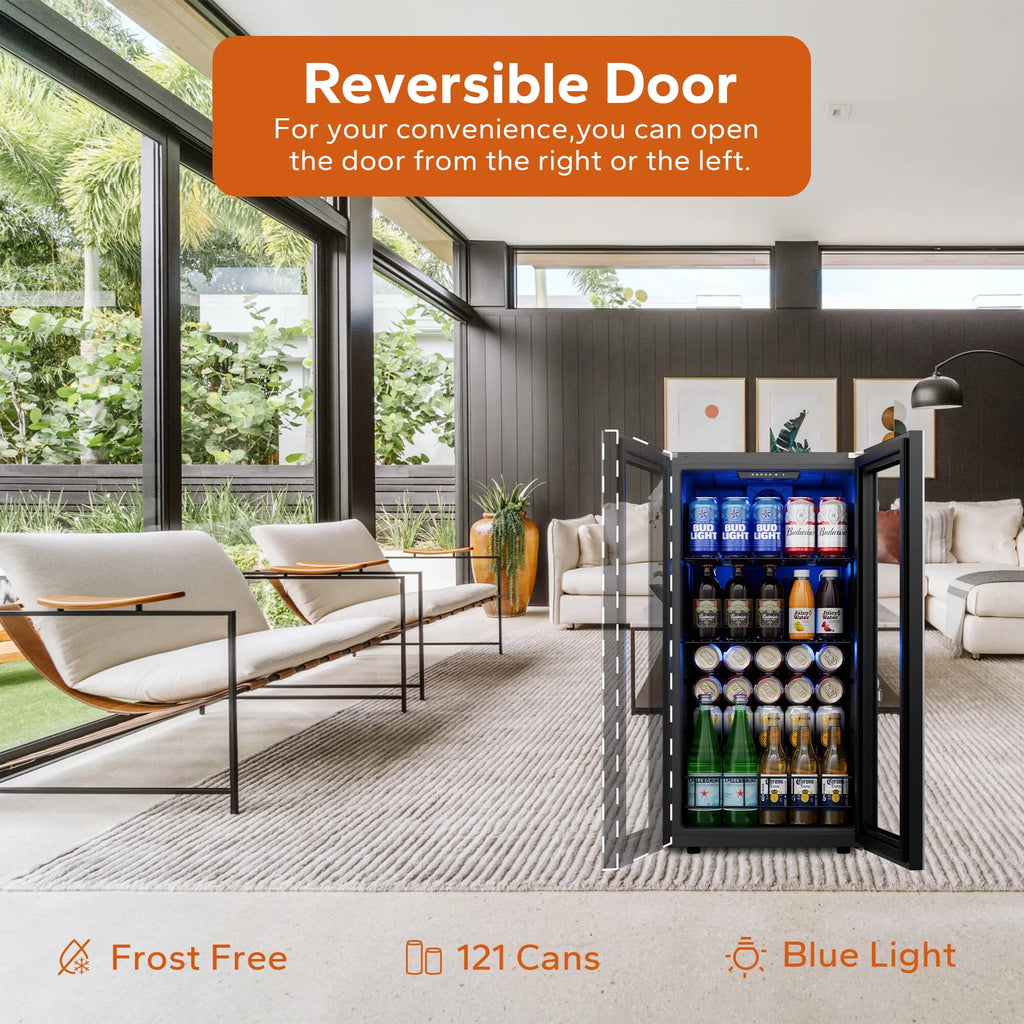 95-121 Can Beverage Refrigerator with Glass Door M539
