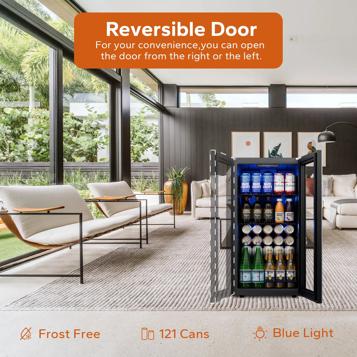 95-121 Can Beverage Refrigerator with Glass Door M539