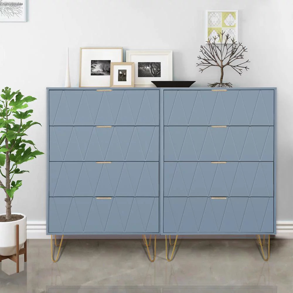 Blue 4 Drawer Wood Dresser Cabinet C211