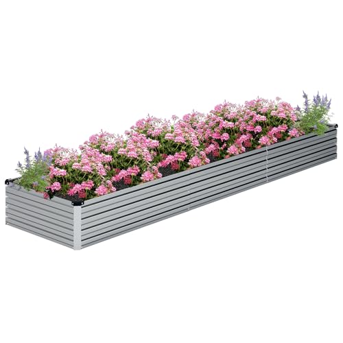 Galvanized Raised Garden Bed, 2 Pcs 10×3×1FT Metal Planting Box M618